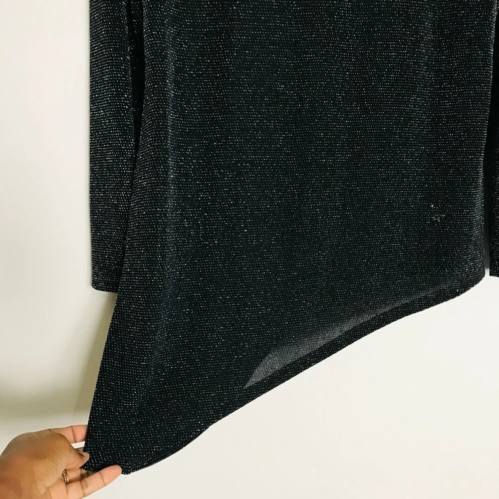 Calvin Klein Womens Asymmetrical Pullover Metallic Blouse